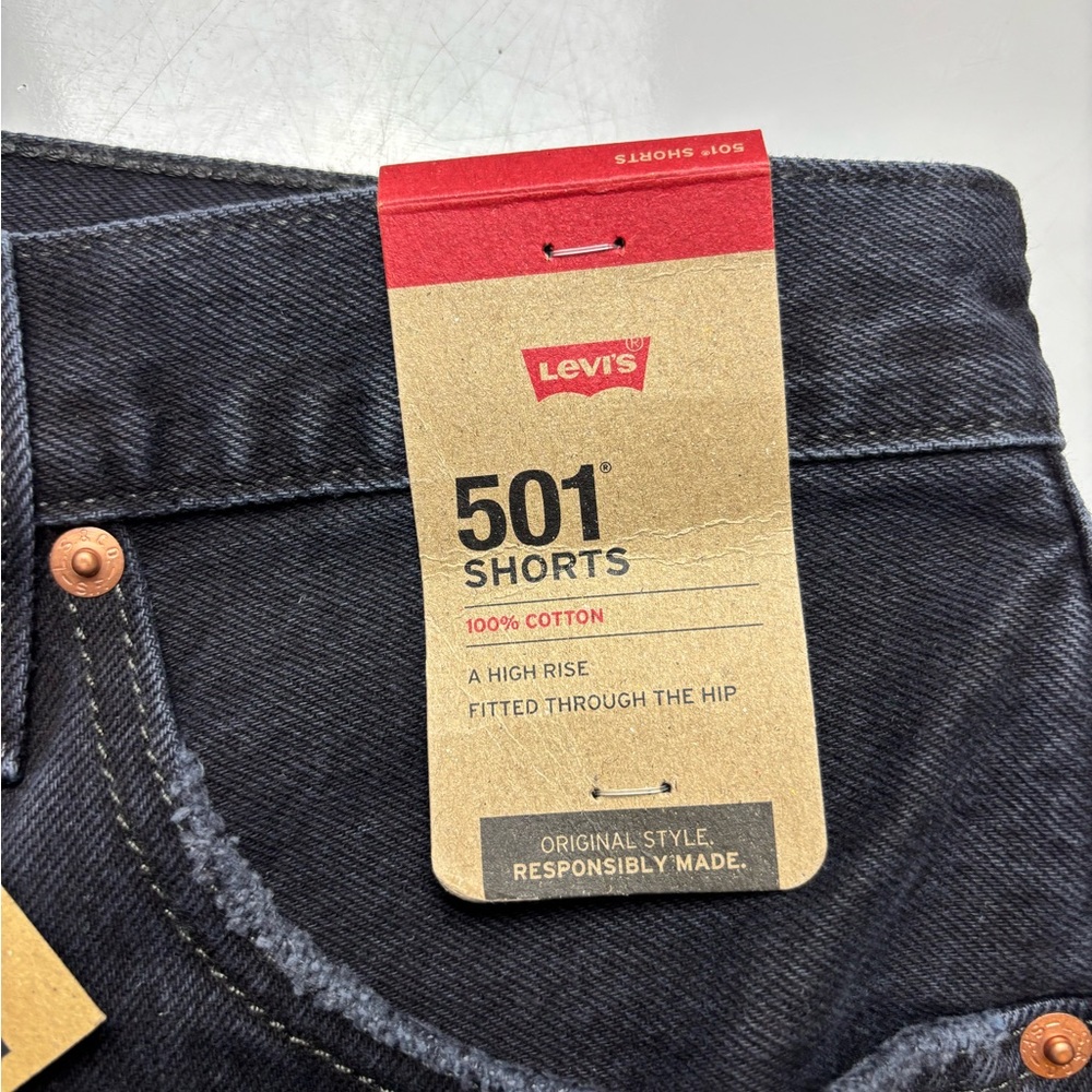 Levi's Womens 501 Original Shorts black disstressd - Picture 2 of 5